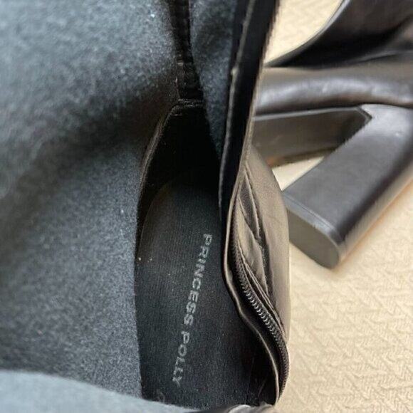 Princess Polly Mid-Calf Black Boots Women’s 6 Square Toe Block Heel Side Zipper - Picture 15 of 16